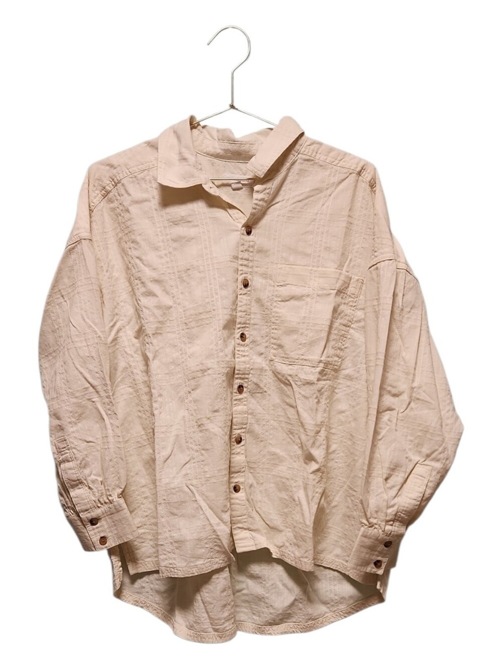 Westbound Petites Cream Button-Front Textured Shirt PXL